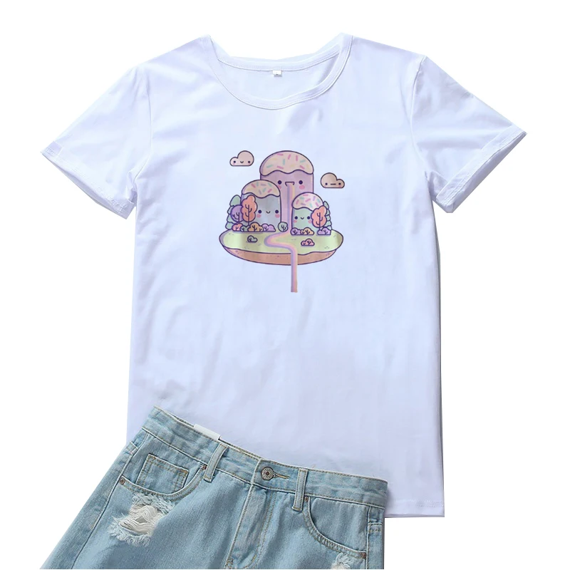 

Милая футболка с рисунком деревьев, Женская хлопковая Футболка с круглым вырезом, женские топы, футболка с эстетичным графическим рисунком,...