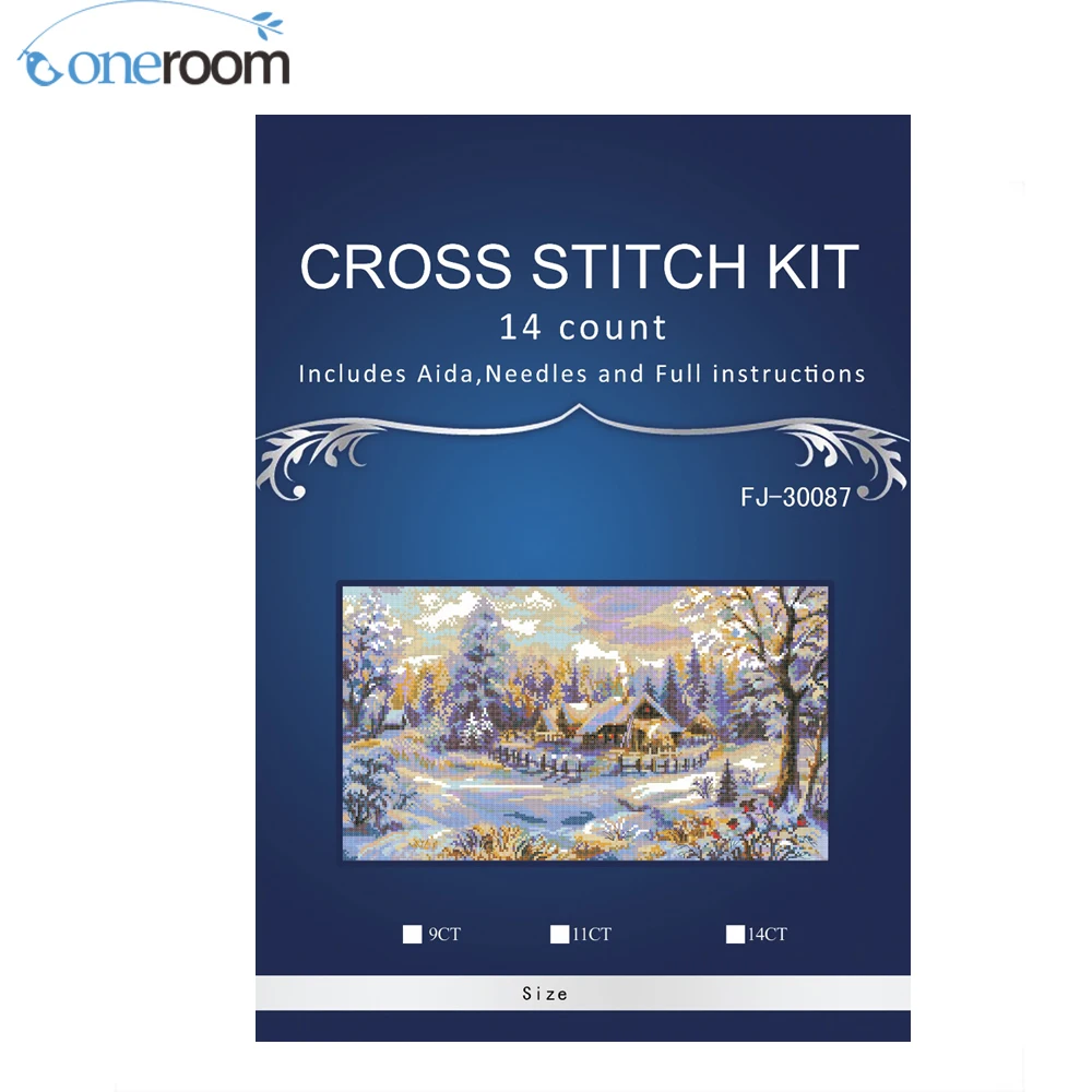 

50X32 см, 14 карат, высшее качество, милая распродажа, Набор для вышивки крестиком, зимние вечерние Снежные пейзажи, риолис 1427