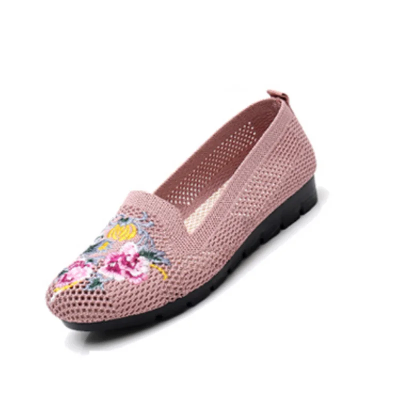 

Женские сетчатые туфли old Beijing, мягкая нескользящая подошва, обувь с вышивкой, Тканевая обувь, лето
