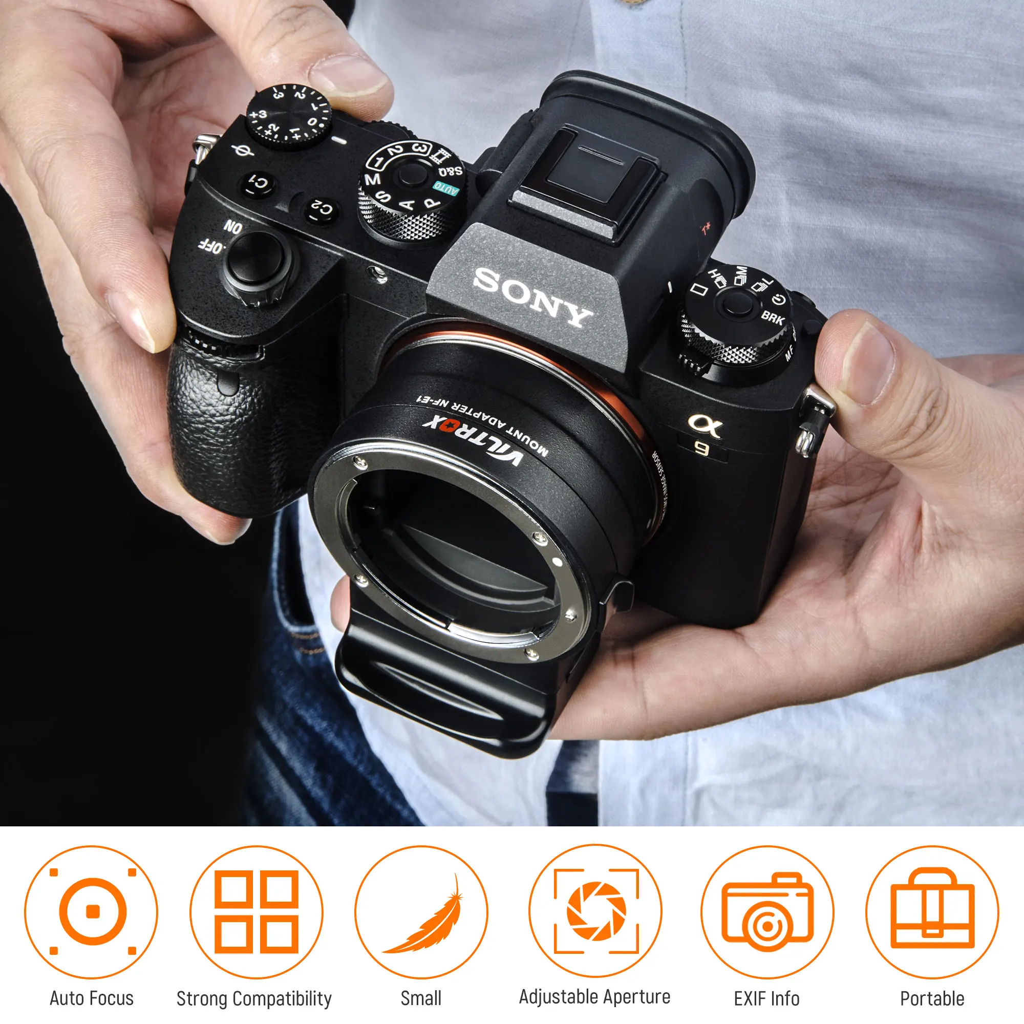 VILTROX NF E1 адаптер с автофокусом для объектива диафрагма Управление Nikon F объектив