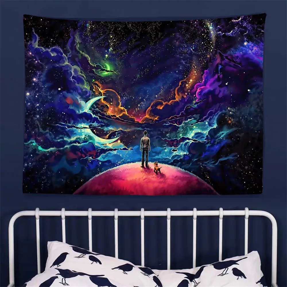 Красивый настенный гобелен с лунным небом украшения для дома звездная ночь