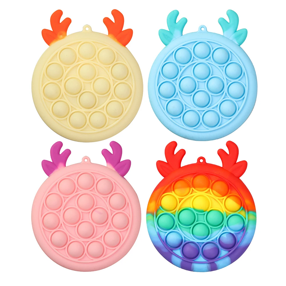 

Cute Bag Fidget Toys Reliver Stress Toy Rainbow Push Elk Coin Purse Push Bubble Stress Reliever Toys Kids Bags Christmas Gifts