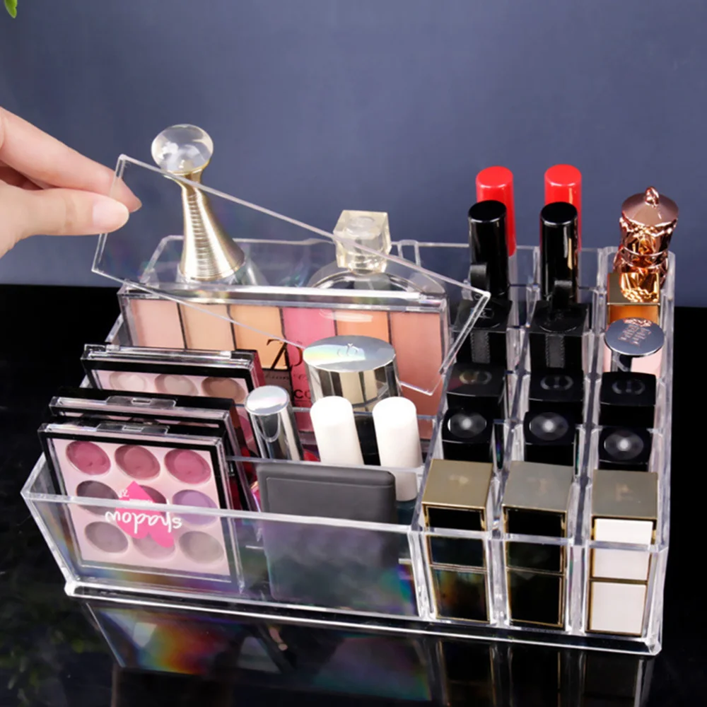 

1pc Lipstick Eyeshadow Storage Display Rack Makeup Tool Storage Box Cosmetic Storage Box Desktop Display Makeup Case (Transparen