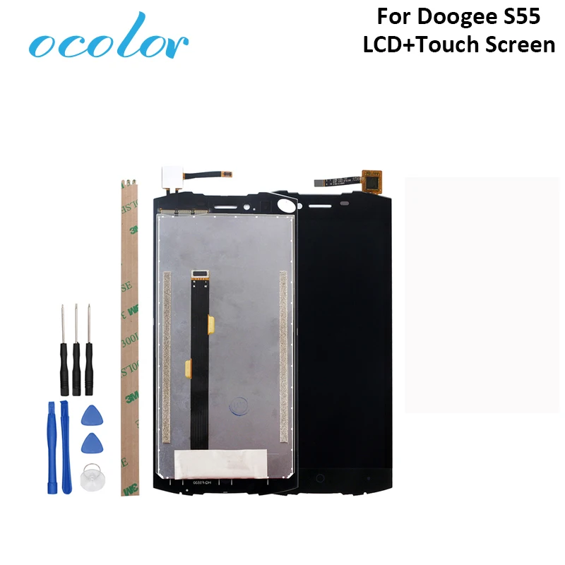 Цветной Для Doogee S55 ЖК дисплей и кодирующий преобразователь сенсорного экрана в