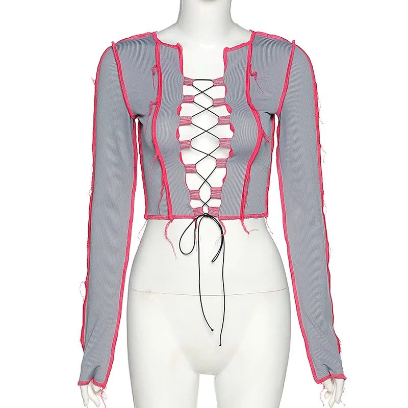 Лидер продаж пикантный Топ BIIKPIIK в стиле пэчворк с завязками спереди женские