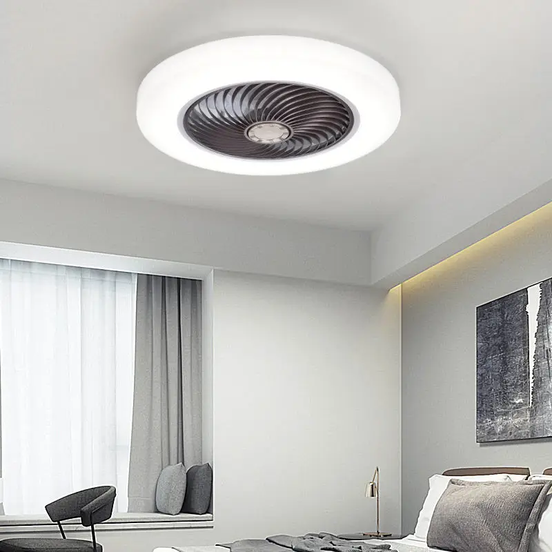 

Ventilador de techo LED con luces, lampara de ventilacion con control remoto para decoracion de dormitorio, aspas invisibles