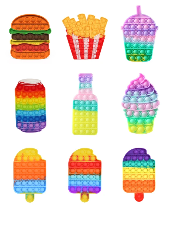 

Silicone Rainbow Ice Cream Push Bubble Fidget Autism Sensory Toy Adult Kids Stress Reliever Toy Antistress Educational Toy