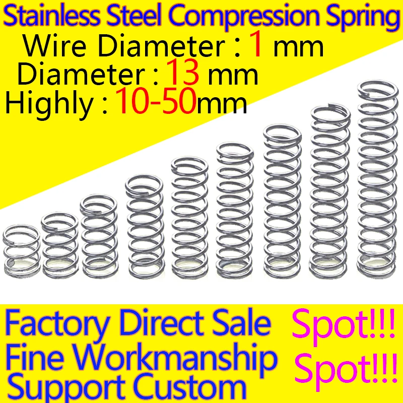 Stainless Steel Compression Spring 304 Return Wire Diameter 1.0mm 13mm In Stock Same-day Delivery | Обустройство дома