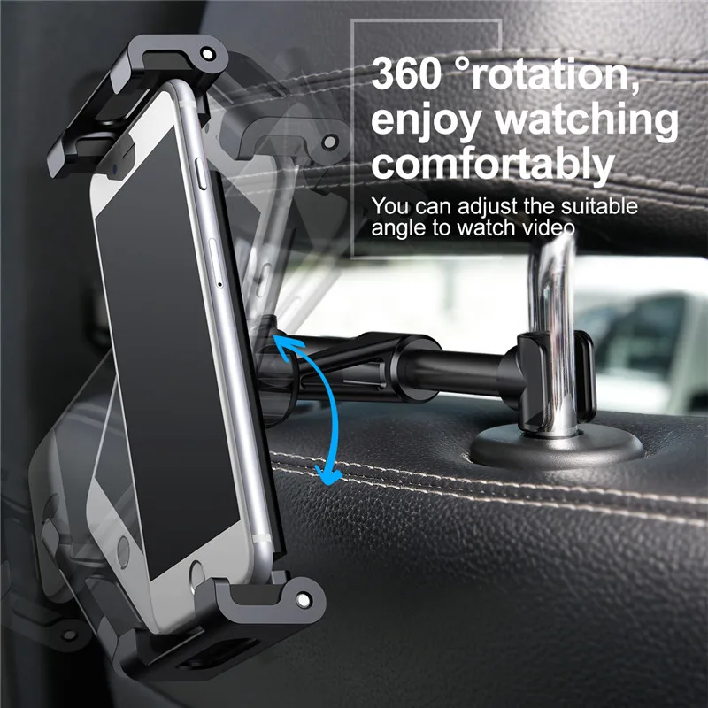baseus car back seat headrest mount holder for ipad 4 7 12 9 inch 360 rotation universal tablet pc auto car phone holder stand free global shipping