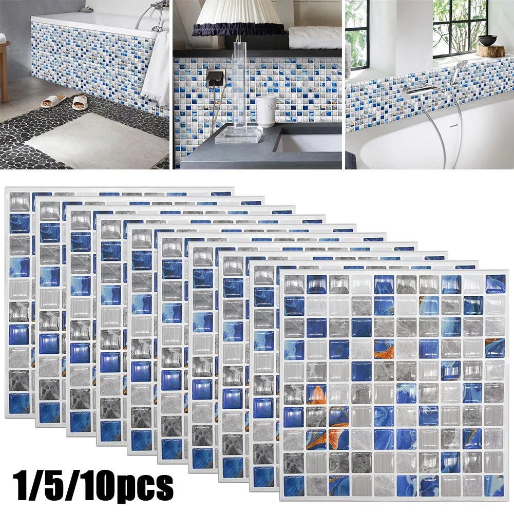 

1/5/10Pcs 20*20cm PVC Wall Sticker Self Adhesives Oil Resistant Waterproof Kitchen Wall Tiles Bathroom Mosaic Tile Sticker