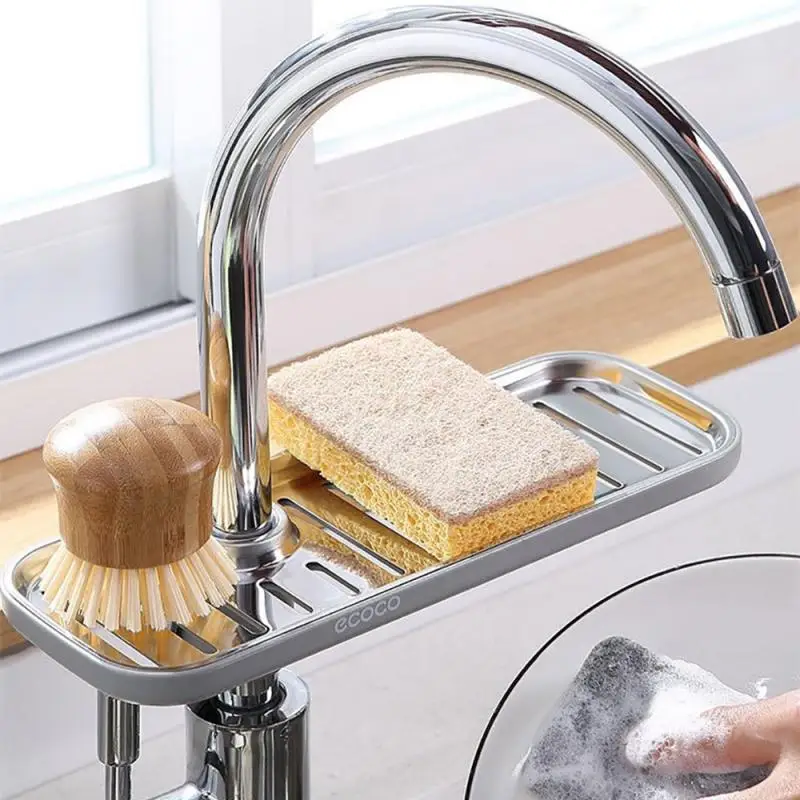 

Стеллаж для слива раковины из нержавеющей стали, стеллаж для губки, стеллаж для мыла, полка, органайзер, аксессуары для кухни и ванной комнат...