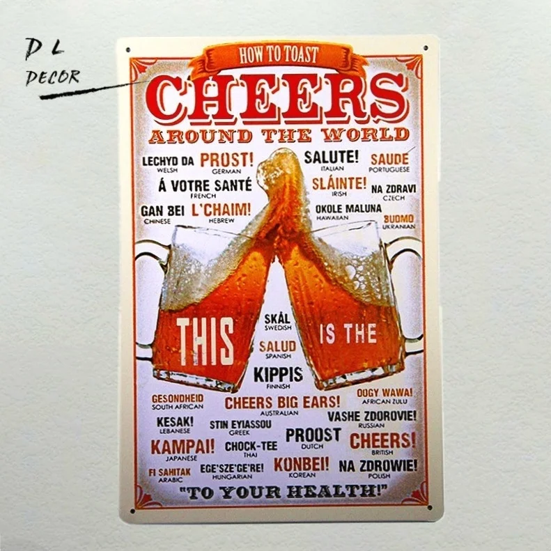 

-Cheers metal signs Art wall decor House Cafe Bar Vintage metal painting.