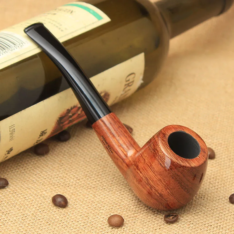 

MUXIANG Kevazingo Wood Bent Stem Smoking Pipes Acrylic Mouthpiece Tobacco Pipes Fit for 3mm Filters 10 Cleaning Tools Kit ad0035