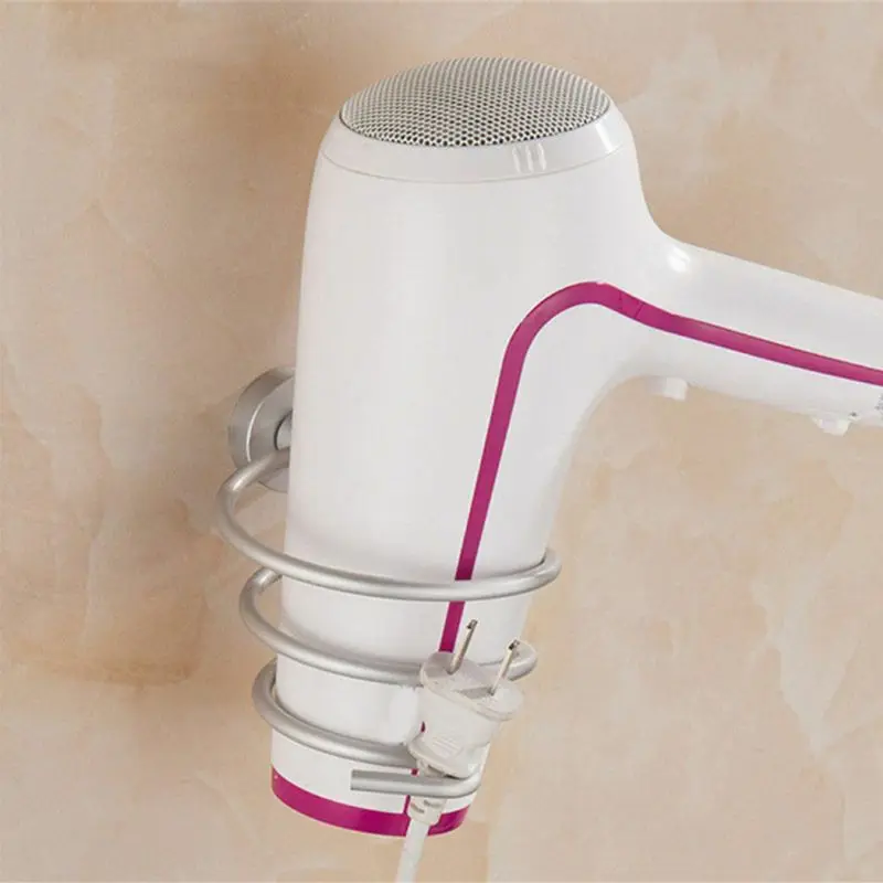 

Wall Mount Blower Spiral Stand Durable Stainless Steel Hair Dryer Fixation Frame Bathroom Shelf Storage Rack Hairdryer