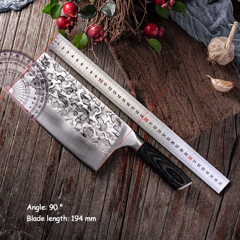 

Hand Forged Kitchen Knife Slicing Chopping Dual-use Chef Knife Chinese Kitchen Cleaver High-carbon Steel Hammer Blade High End
