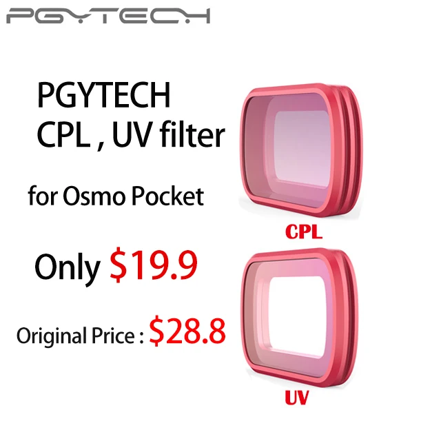 PGY CPL n UV filter Для оригинального DJI Osmo карманного микрофона адаптер 3,5 мм поддерживает внешний 3,5 мм крепление для микрофона разъем TRS DJI Osmo карманные аксессуары - Цвет: PGY CPL n UV filter
