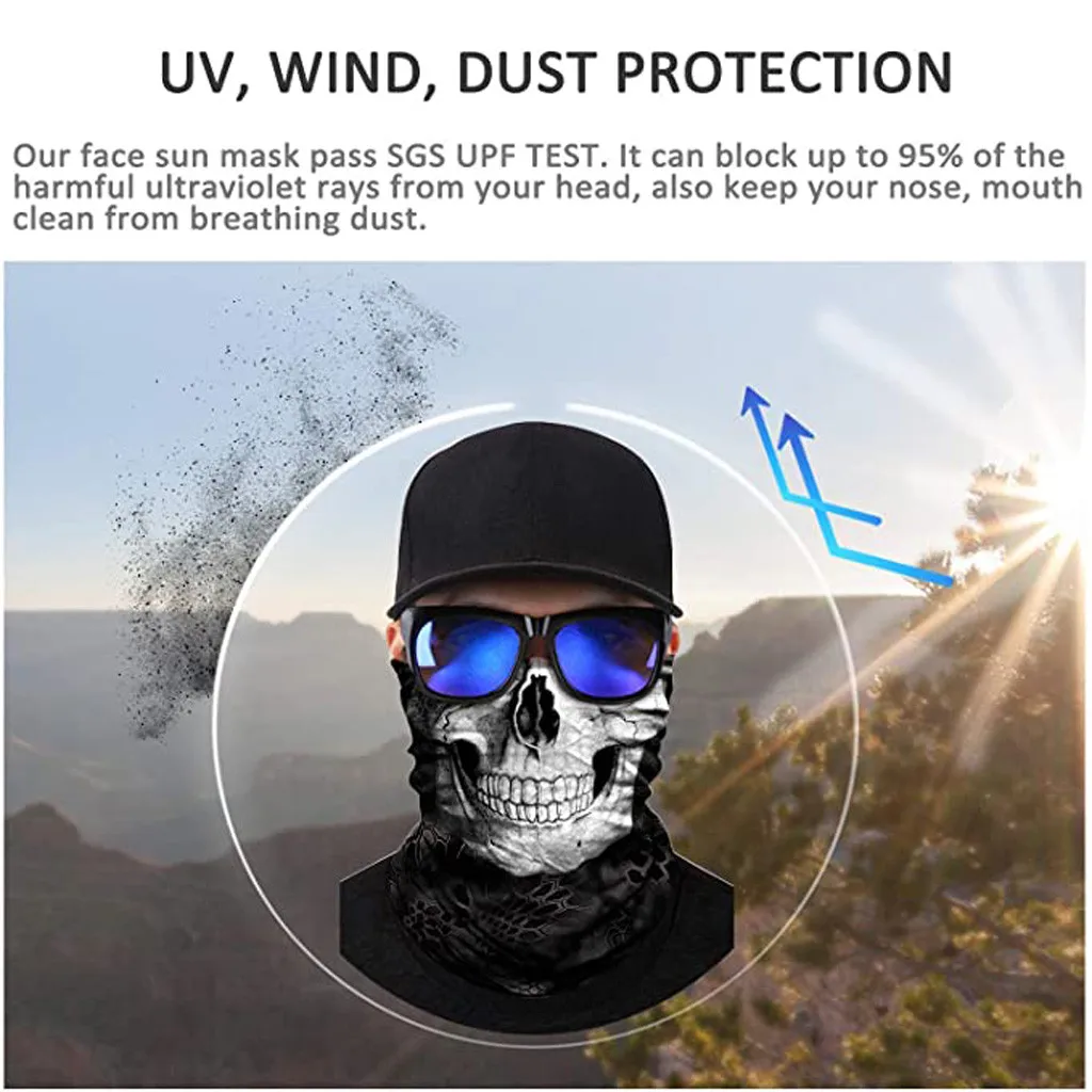 

Skull Skeleton Balaclava Seamless Motorcycle Neck Face Shield Mask Scarf Bicycle Hunting Outdoor Anti-UV Bandana Headband