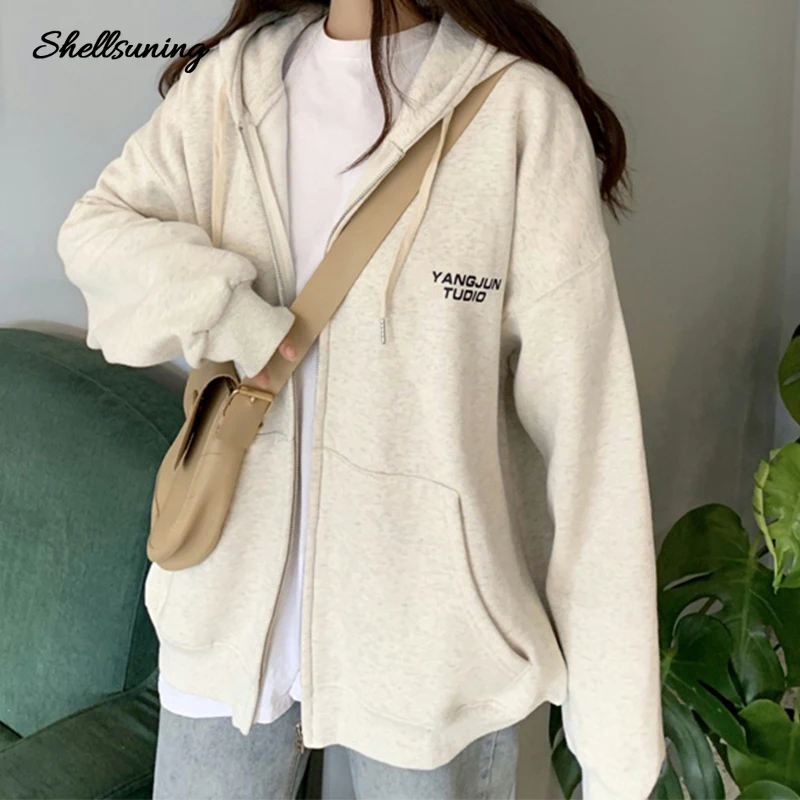 

Shellsuning New Winter Autumn Cardigan Long Sleeves Hoodies Women Sportswear Tops Casual Simplicity Japan Fashion Sweatshirts