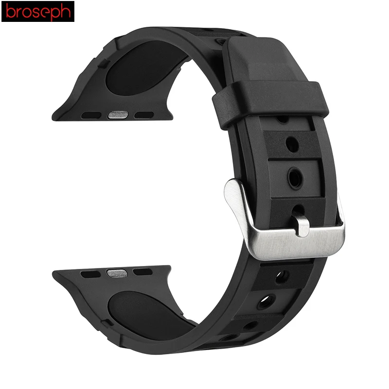 Black Силиконовый ремешок для iwatch 4 ремешка 44 мм 40 мм для мужчин и женщин браслет для apple watch 1 2 3 38 мм 42 мм ремешки для часов - Цвет ремешка: Black