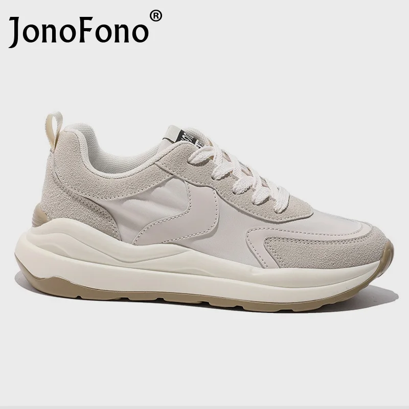 

JonoFono 2022 new fashion shoes women sneakers thick bottom platform mixed color lace up ins outdoor female footwear size 35-40