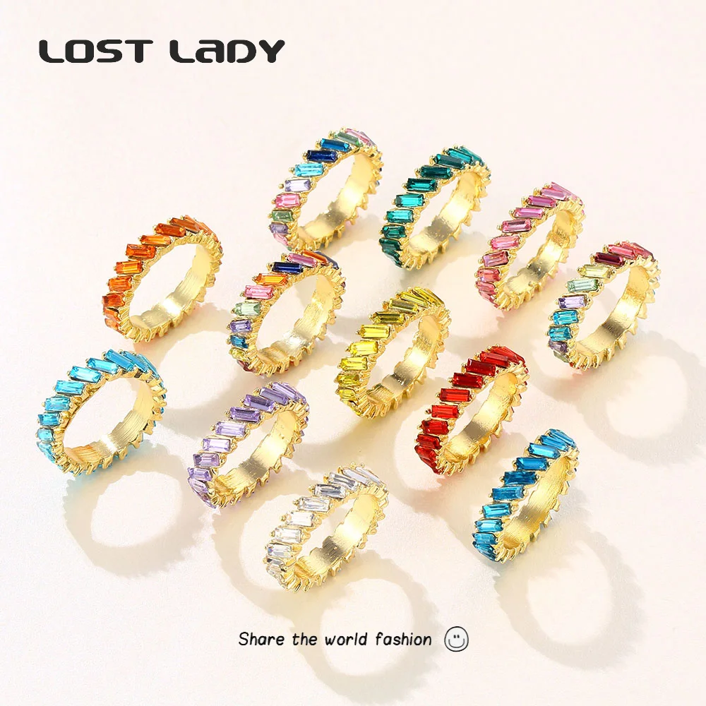 Lost Lady New Fashion Multicolor Crystal Surrounded Rings For Women Metal Finger Rings Wholesale Accessories Party Wedding Gifts