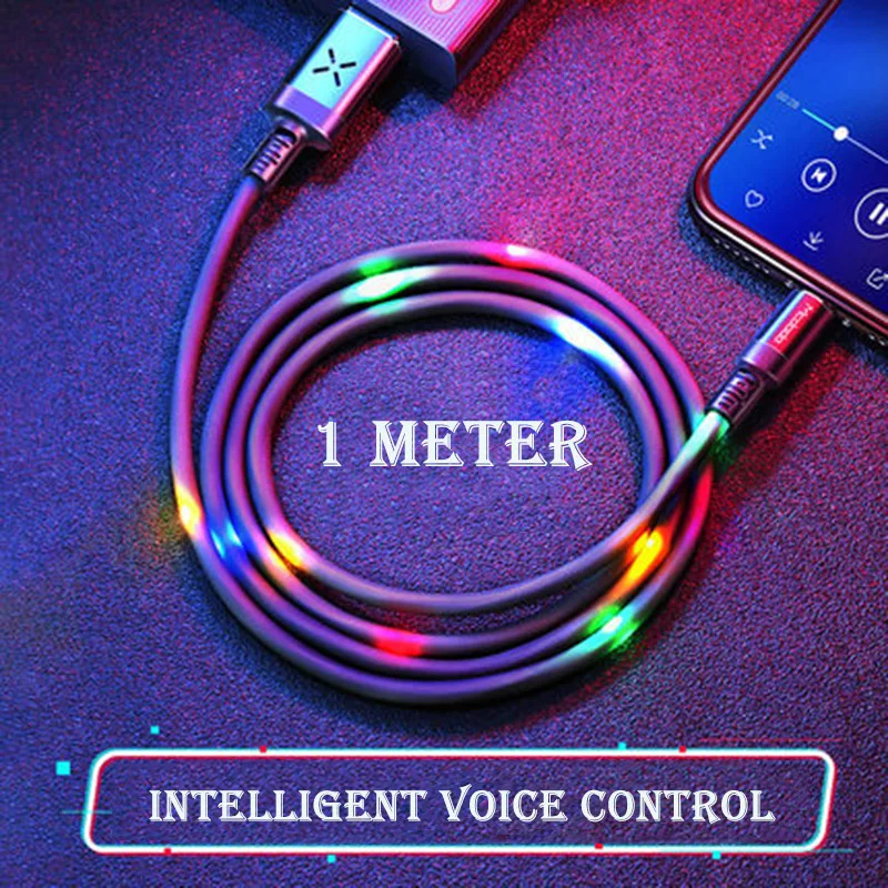Видимая светящаяся музыкальная Голосовая линия передачи данных USB/type C умный