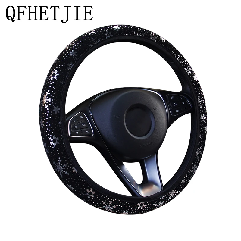 

Car Steering Wheel Cover Bronzing Snowflake Without Inner Ring Elastic Band Grip Car Assessoires Interior for Women