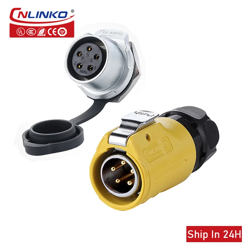 

Cnlinko LP20 5 7pin IP67 Waterproof Signal Power Connector Male Plug Straight Socket for Aviation Automation Lighting Industry