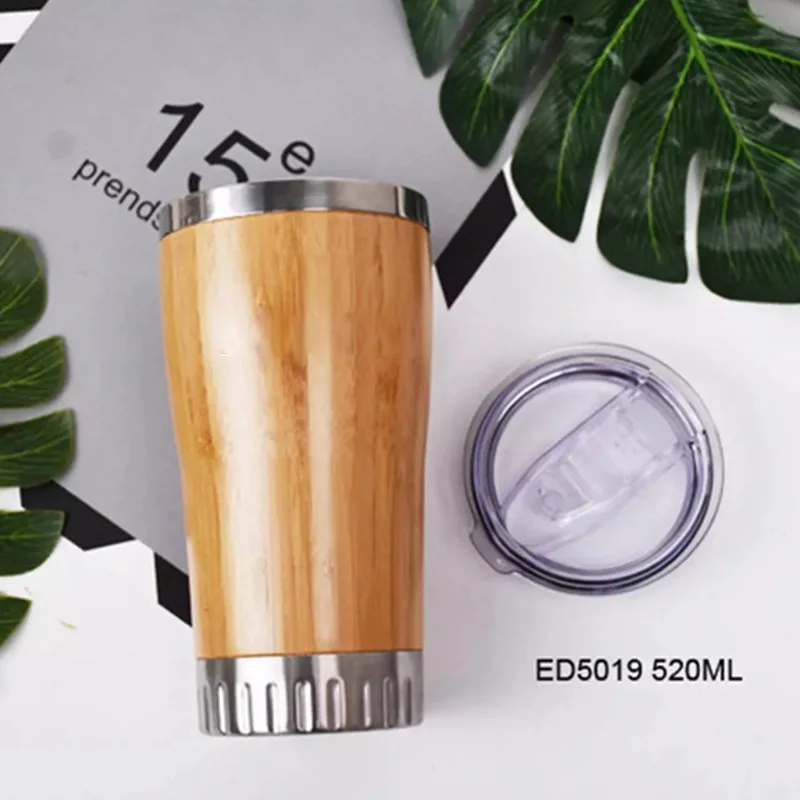 Бамбуковая кофейная чашка 520 мл дорожная кружка из нержавеющей стали для чая и