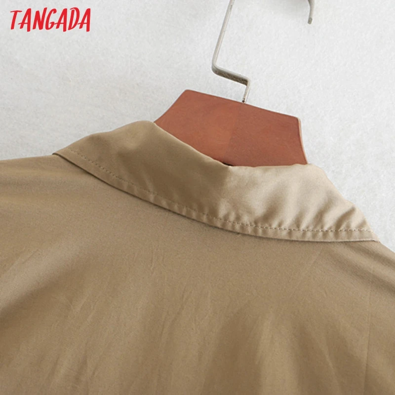 Tangada, Женская хлопковая блузка большого размера с оборками, отложной воротник, длинный рукав, шикарная рубашка с оборками, blusas femininas CE162