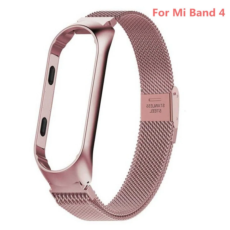 pink 4 Xiaomi mi ремешок 3/4 кожаный ремешок для Xiaomi mi 3 сменный Браслет Безвинтовые ремешки металлический ремешок для mi band 4 аксессуары - Цвет: pink 4