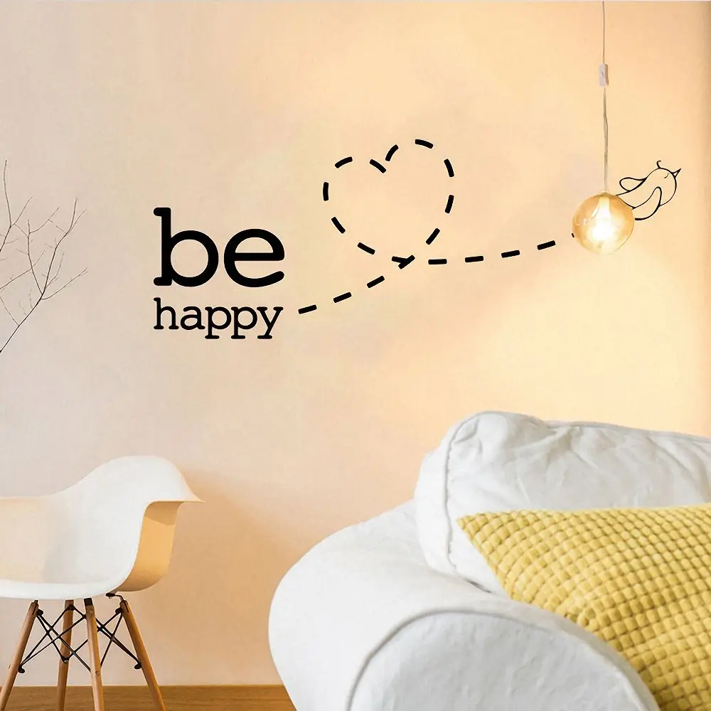 Быть счастливым летающая птица стикер на стену в форме сердца для детей спальни