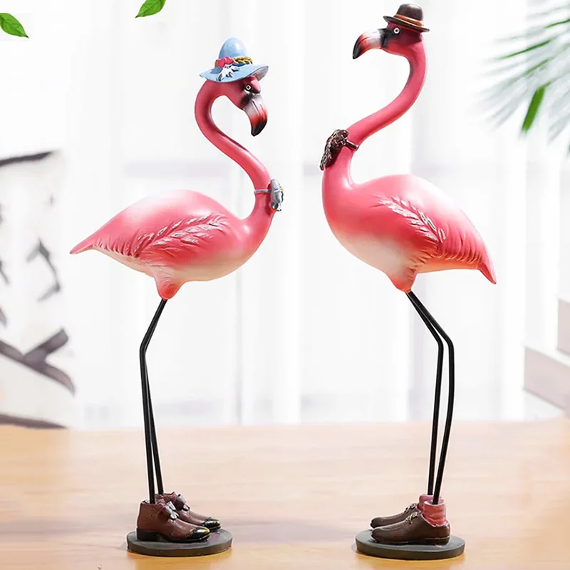 Скандинавский стиль фламинго домашний декор имитация смолы статуя животного для