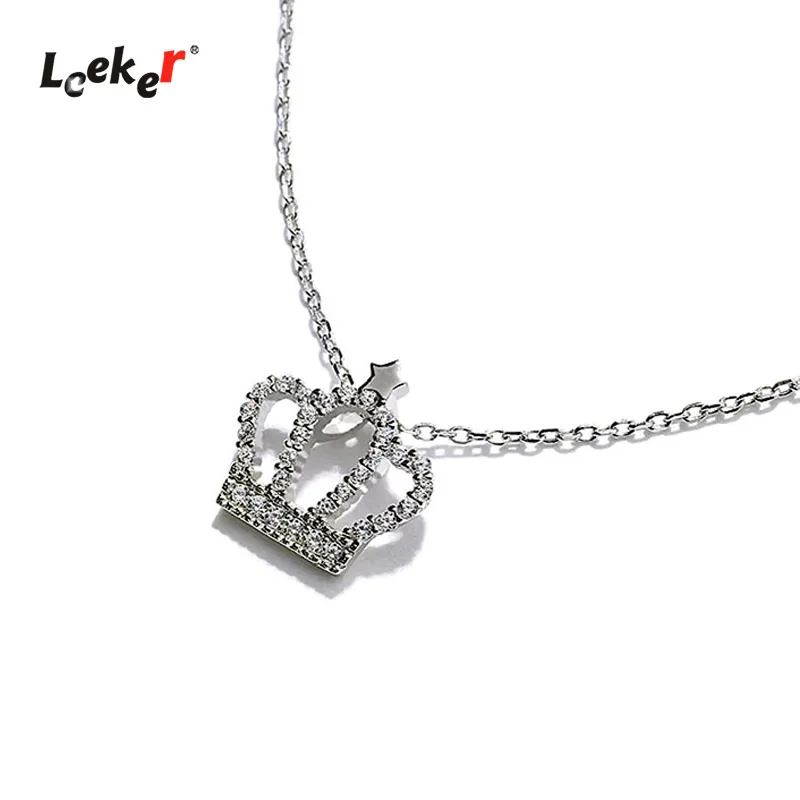 LEEKER маленький кристалл маленькая корона ожерелье чокер звено цепи для женщин на