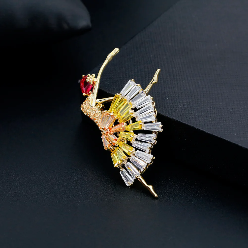 Высокое качество сверкающий Цирконий балетные костюмы для девочек брошь Для