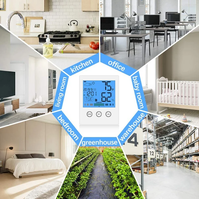 

Room Thermometer Hygrometer Digital Temperature and Humidity Monitor Room Moisture Meter Alarm Clock for Home, Office