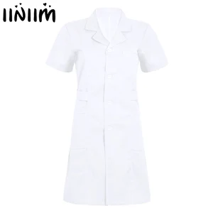 Униформа медицинская для женщин и взрослых, с воротником с лацканами, на пуговицах спереди, для больниц, медсестер, для косплея на Хэллоуин