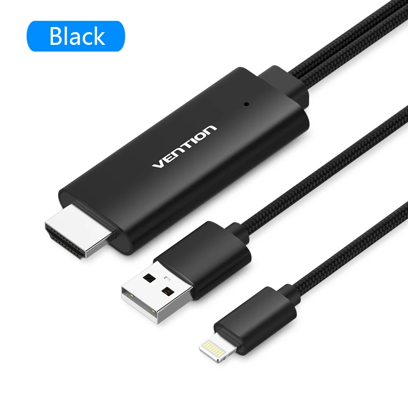 Vention HDMI кабель 8 Pin к HDMI цифровой av-кабель HDMI конвертер для iPhone X 8 Plus для iPad Поддержка смартфонов подключение HDTV - Цвет: Black