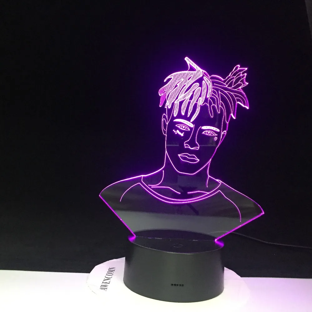 3D ночник лыжная маска шлюмный Бог рэпер 7 цветов меняющий стол светильник детское