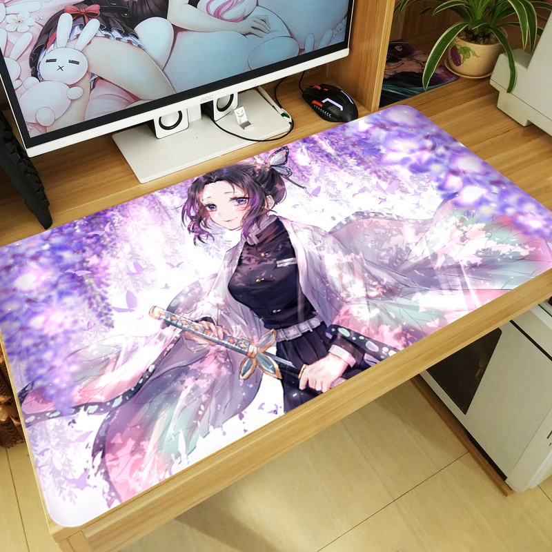 

Anime Demon Slayer: Kimetsu no Yaiba Mouse Pad Kochou Shinobu Keyboard Huge Game Playmat Mousepad Large Desk Mice Rubber 70x40cm