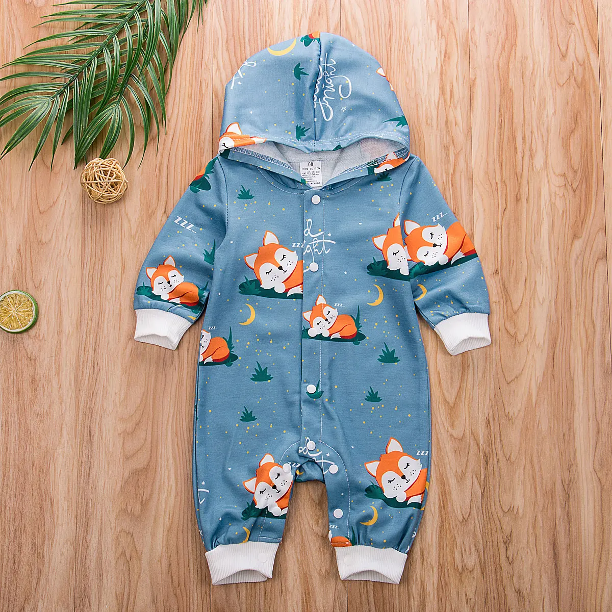 Комбинезон с капюшоном и лисой для маленьких мальчиков девочек от 0 до 24 месяцев