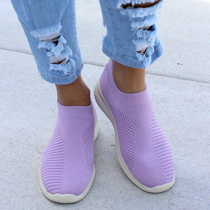 

Fashion Slip On Sock Shoes Women Vulcanize Shoes Female Air Mesh Sneakers Flat Casual 2020 Plus Size Women Shoes
