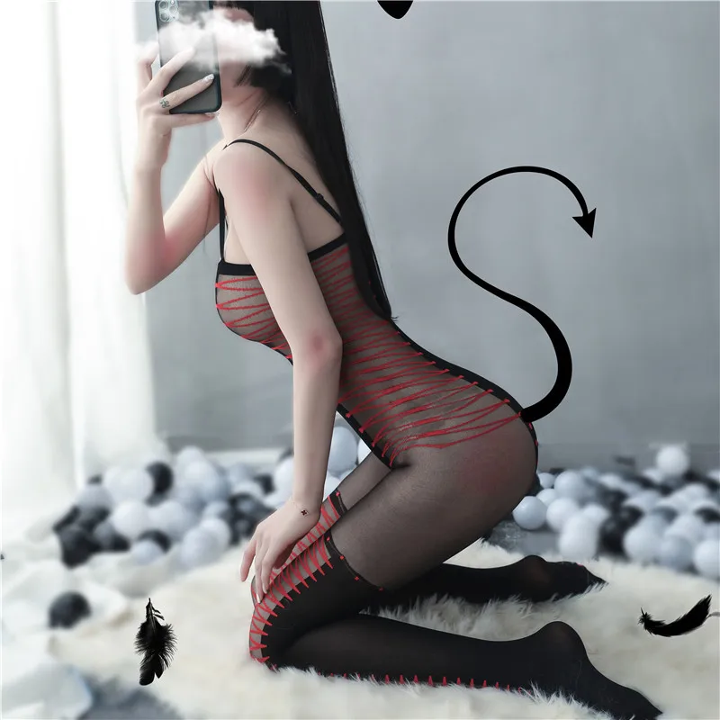 

European and American new style sexy rose jacquard perspective sexy lingerie sexy suspender stockings bodysuit