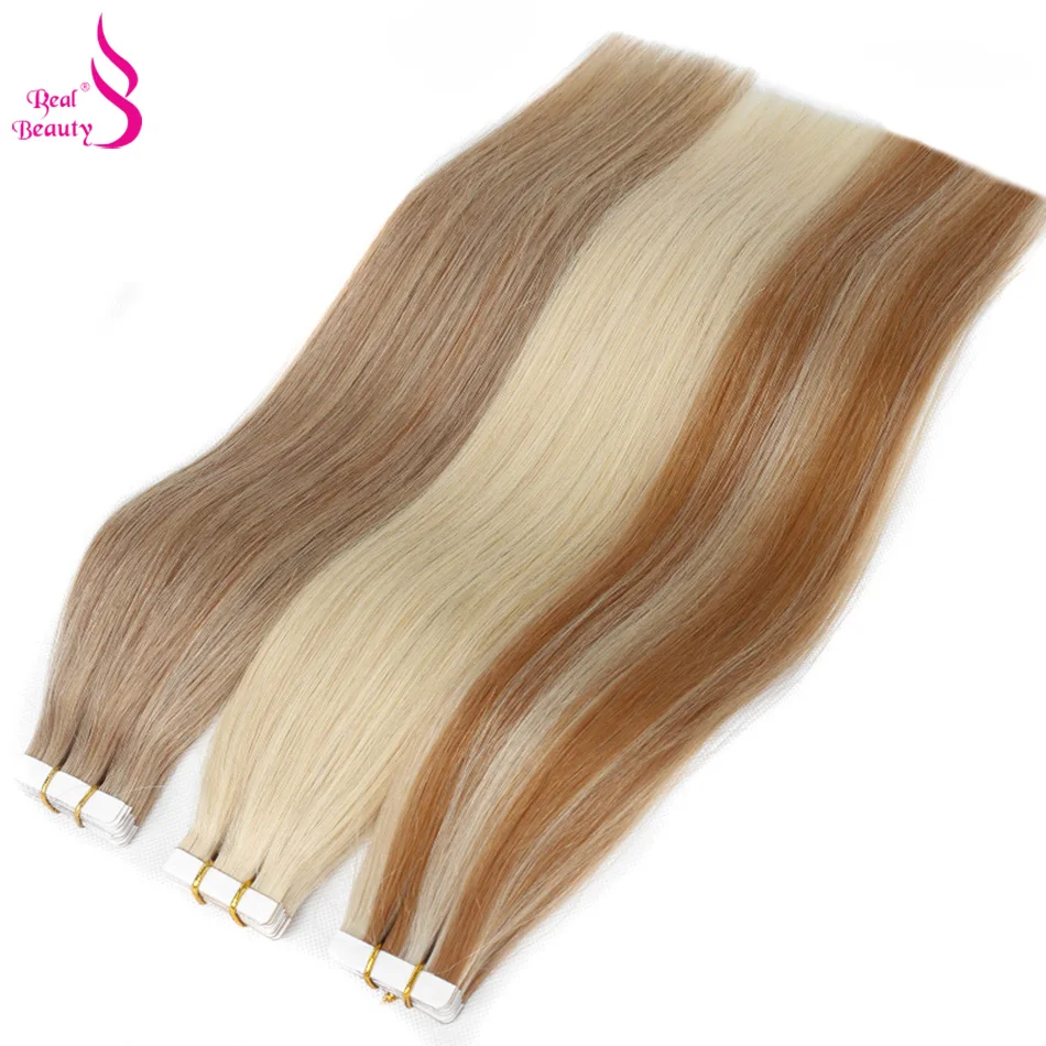 Настоящая красота прямая лента в человеческих волосах для наращивания европейские бесшовные волосы для наращивания 12 "-28" 100% Remy волосы маши... от AliExpress WW