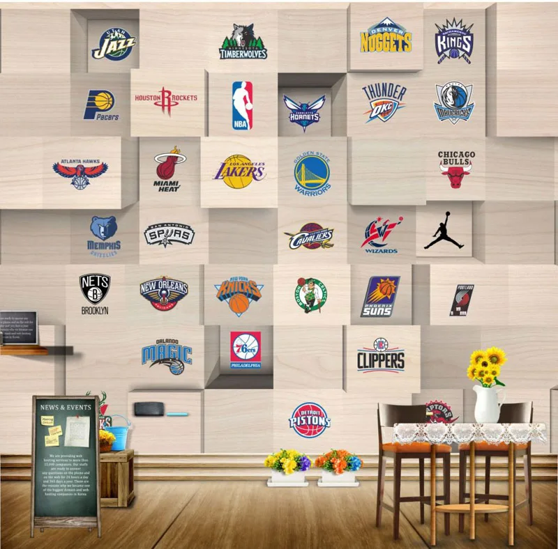 Фото Bacal 3D стерео деревянные стразы спортивный логотип баскетбол обои для спальни фон