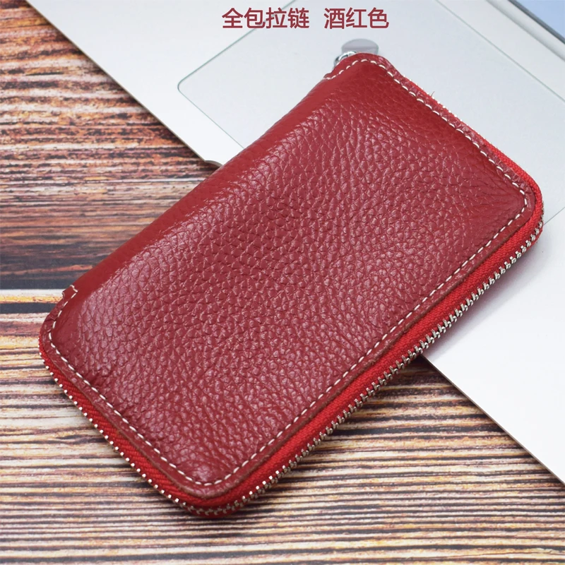 Genuine Leather Key Wallet Men Keychain Holder Pouch Purse Zipper Designer Car Key Case Multifunction Door Keys Housekeeper Bag