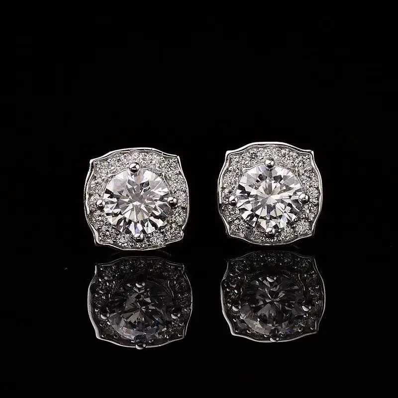 

Luxurious Moissanite Stud Earrings for Women 0.5ct White D Color S925 Sterling Silver White Gold Plated Fine Jewelry