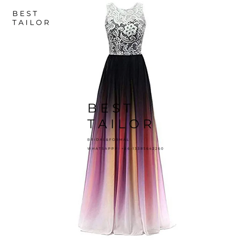 Градиентные платья для выпускного вечера кружевные шифоновые с глубоким