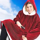 Женские Зимние флисовые пижамы, толстовки большого размера, свитшот, одеяло с рукавами, пуловер, клетчатый капюшон, толстовки, свитшоты