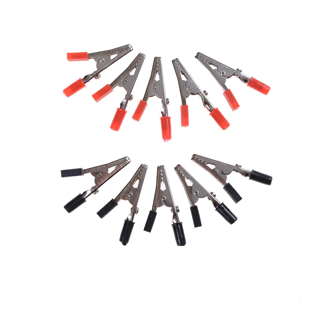 10 шт./лот 50 мм черные красные пластиковые ручки тест зонд металлические зажимы